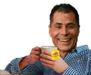 Rob Pelinka drinking tea